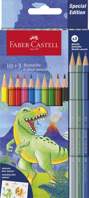 Drvene bojice Classic Dinosaurus Faber-Castell 1/10 + 3