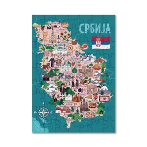 Pazl mapa Srbije 63 dela (ćirilica)