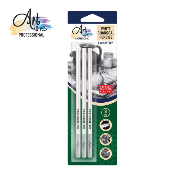 Art Line beli umetnički ugljen u olovci, set 3 kom