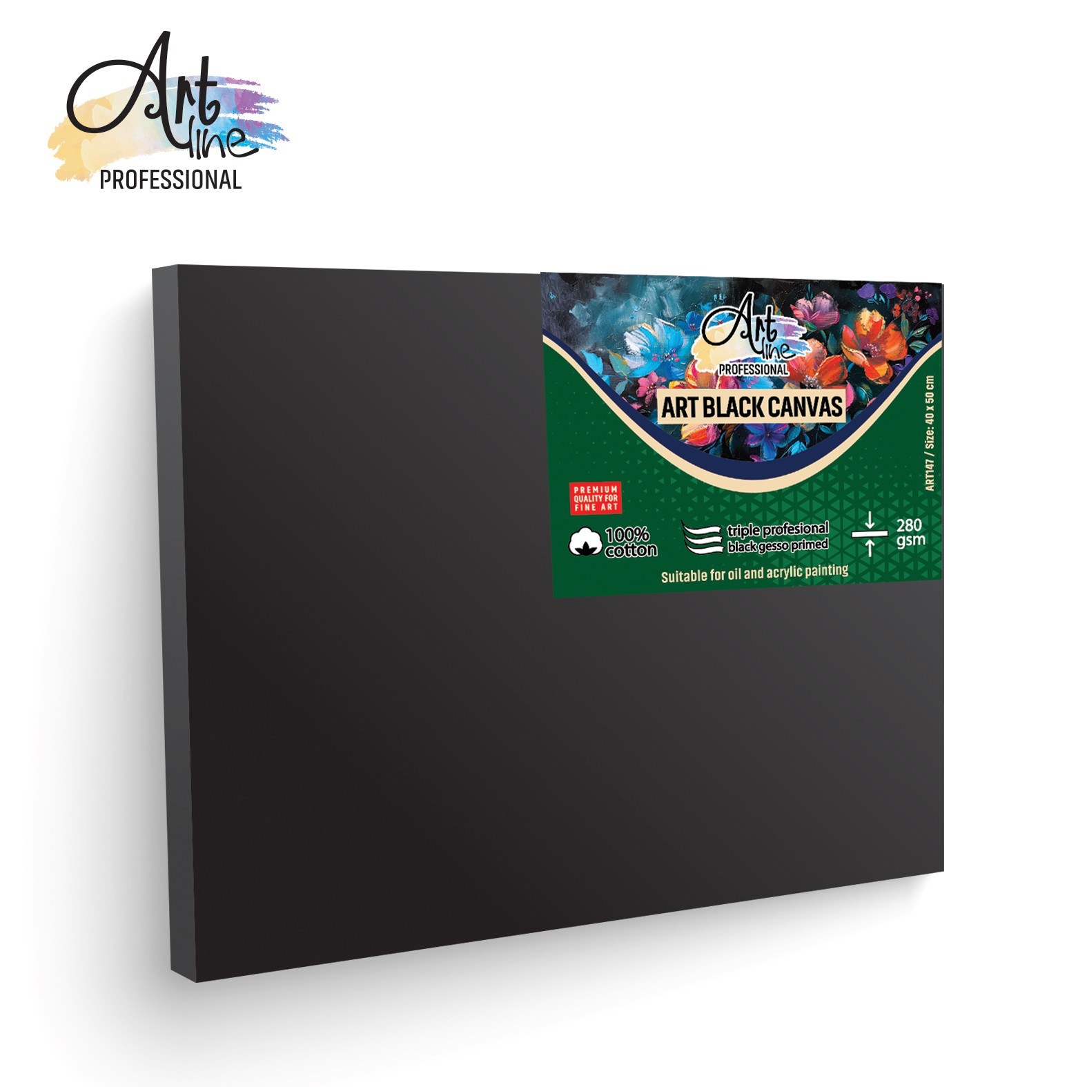 Art Line crno slikarsko platno 280 g/m² 40x50 cm