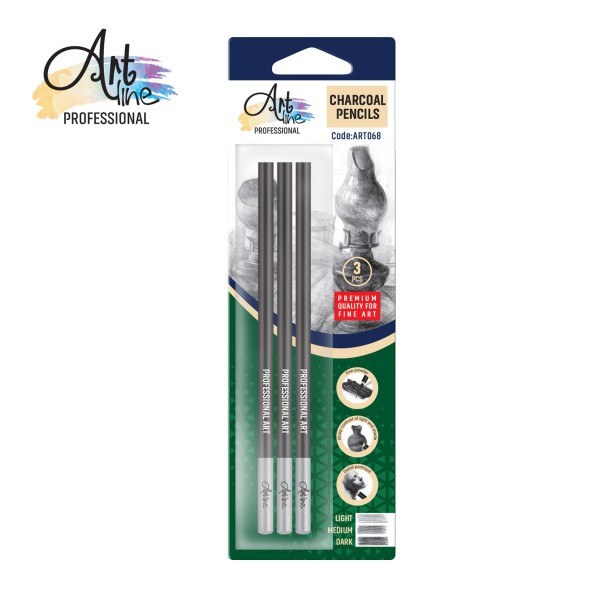 Art Line umetnički ugljen u olovci light-medium-dark, set 3 kom