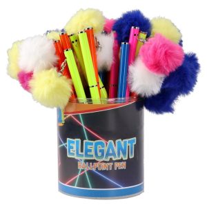 Elegant hemijska olovka pom-pom neon, plava