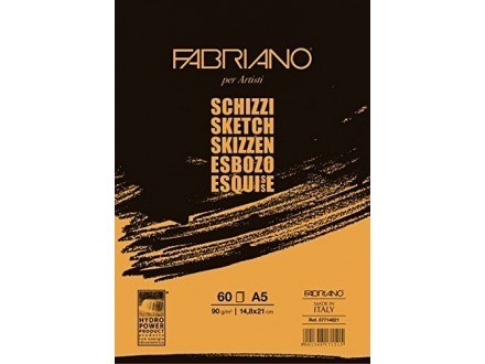 Fabriano Schizzi skicen blok A5, crne korice, 60 listova