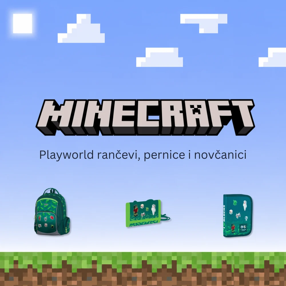 Minecraft Playworld kolekcija: rančevi, pernice i novčanici