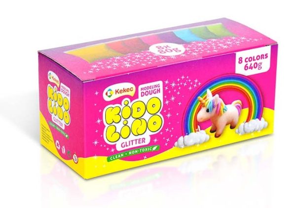 Kidolino glitter masa za oblikovanje, set 8 boja