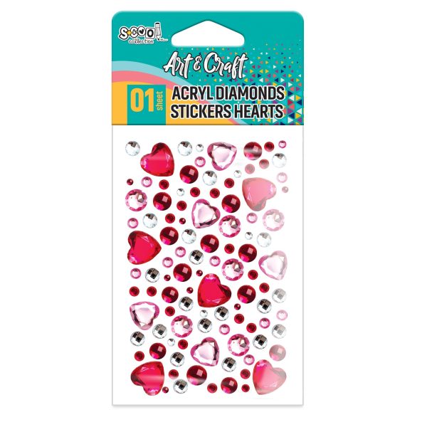 Kraft akrilni dijamanti stikeri srca 95x150 mm