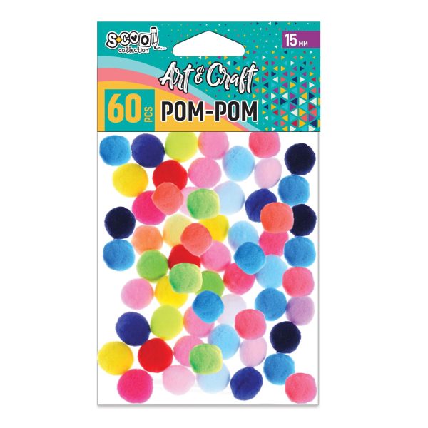 Kraft dekorativni pom-pom 15 mm 60 kom