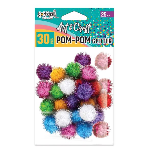 Kraft dekorativni pom-pom gliter 25 mm 30 kom