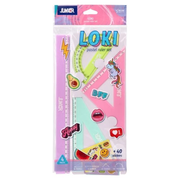 Loki set lenjira, pastel, 30 cm, 4 kom