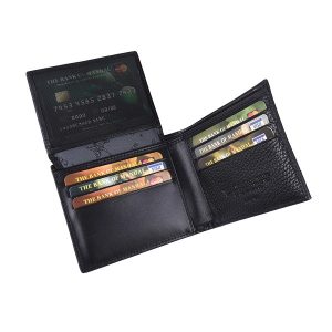 Manual muški kožni novčanik 22060 – bifold sa šest pregrada za kartice, crni