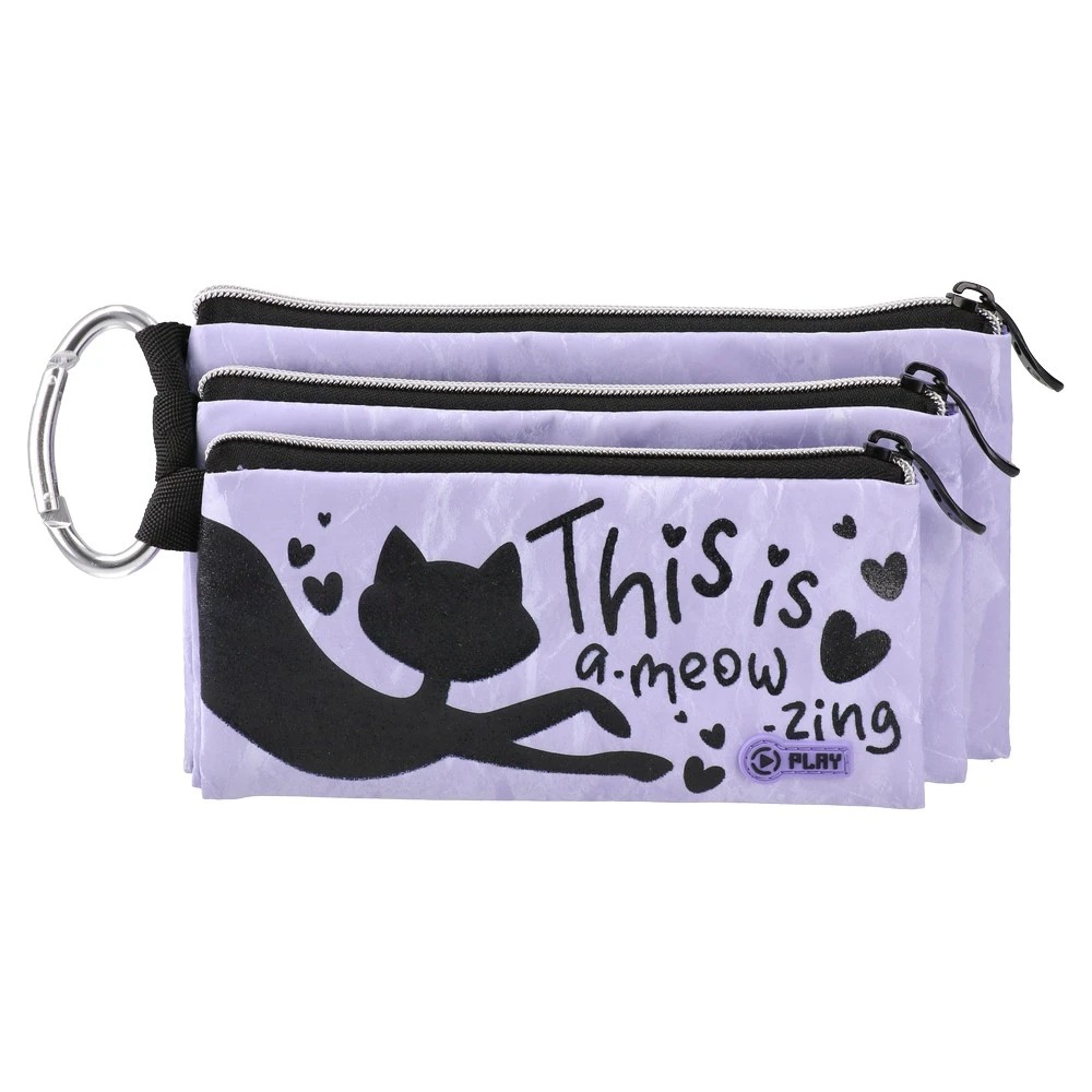 Play XL3 prazna pernica Meow, tri zipa