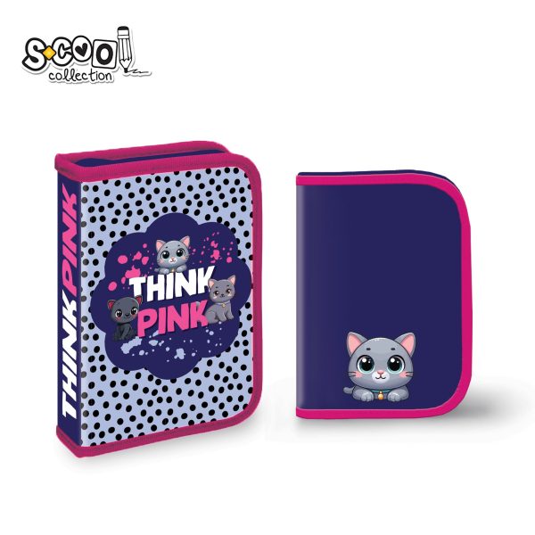 S-Cool jednodelna puna pernica mačka Think Pink SC3261