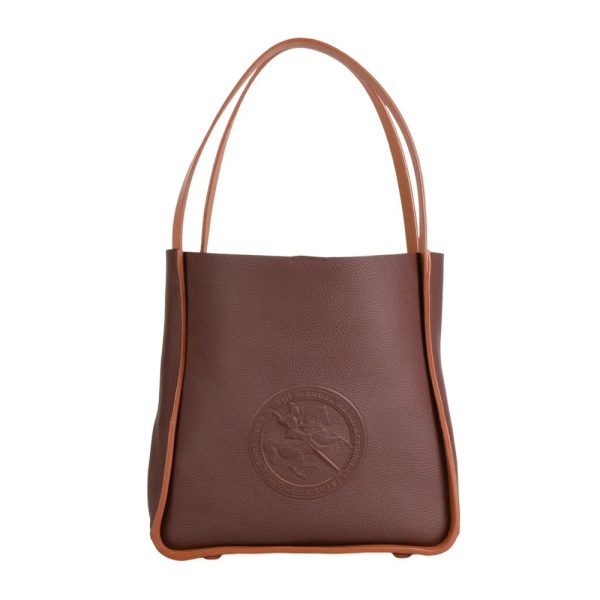 Manual ženska kožna torba Excella 56019 – braon tote sa utisnutim logom
