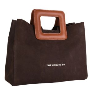 Manual ženska kožna torba 56150 – braon ili zelena tote sa kvadratnim ručkama
