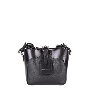 Manual ženska kožna torba 56199 – crna mini bucket sa kaišem