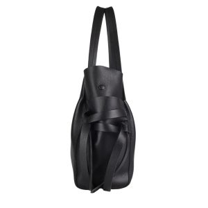 Manual ženska kožna torba 56209 – crna tote sa bočnim vezicama