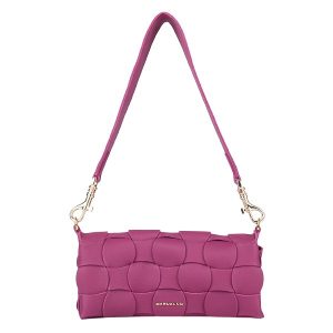 Manual ženska kožna torba 56212 – pink pletena mini torbica na rame