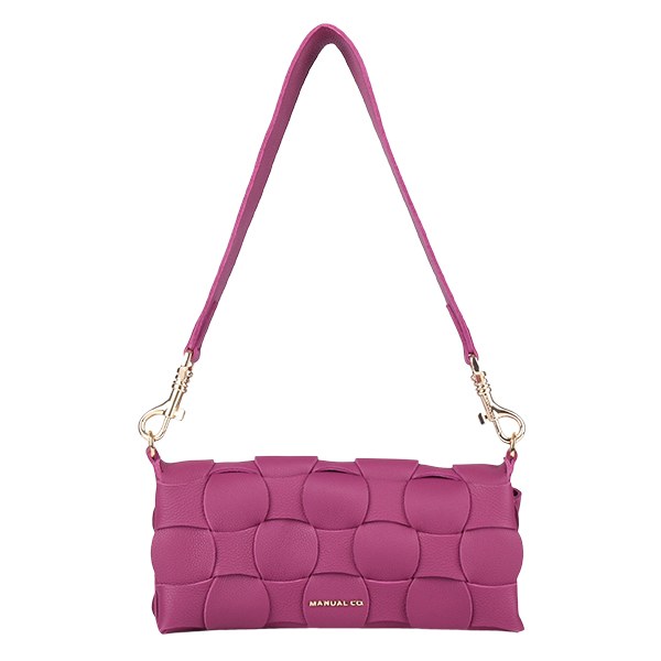Manual ženska kožna torba 56212 – pink pletena mini torbica na rame
