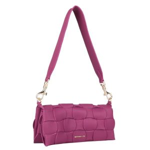 Manual ženska kožna torba 56212 – pink pletena mini torbica na rame