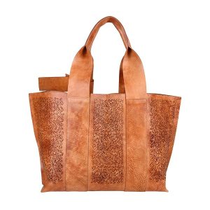 Manual ženska kožna torba 56276 – oker tote od perforirane kože