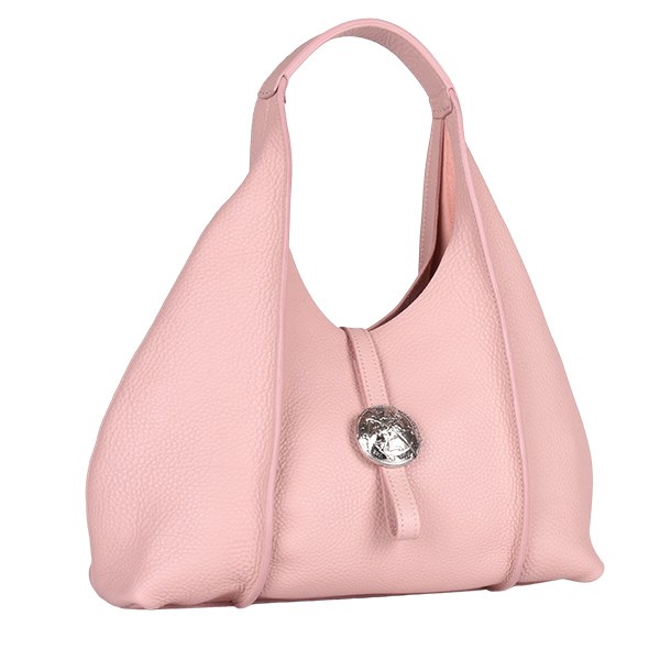 Manual ženska kožna torba 56297 – roze hobo sa metalnim detaljem