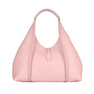 Manual ženska kožna torba 56297 – roze hobo sa metalnim detaljem