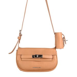 Manual ženska kožna torba 56309 – bež ili kamel crossbody tašnica