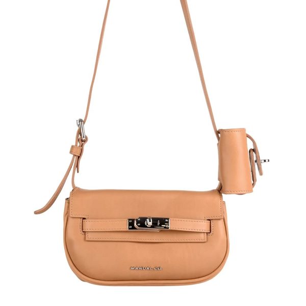 Manual ženska kožna torba 56309 – bež ili kamel crossbody tašnica