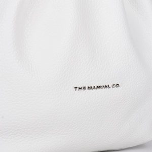 Manual ženska kožna torba 5934 – bucket sa vezicom, bela ili ljubičasta