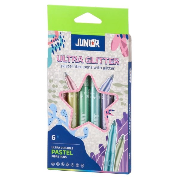Ultra Glitter flomasteri sa šljokicama, pastel, 6 kom