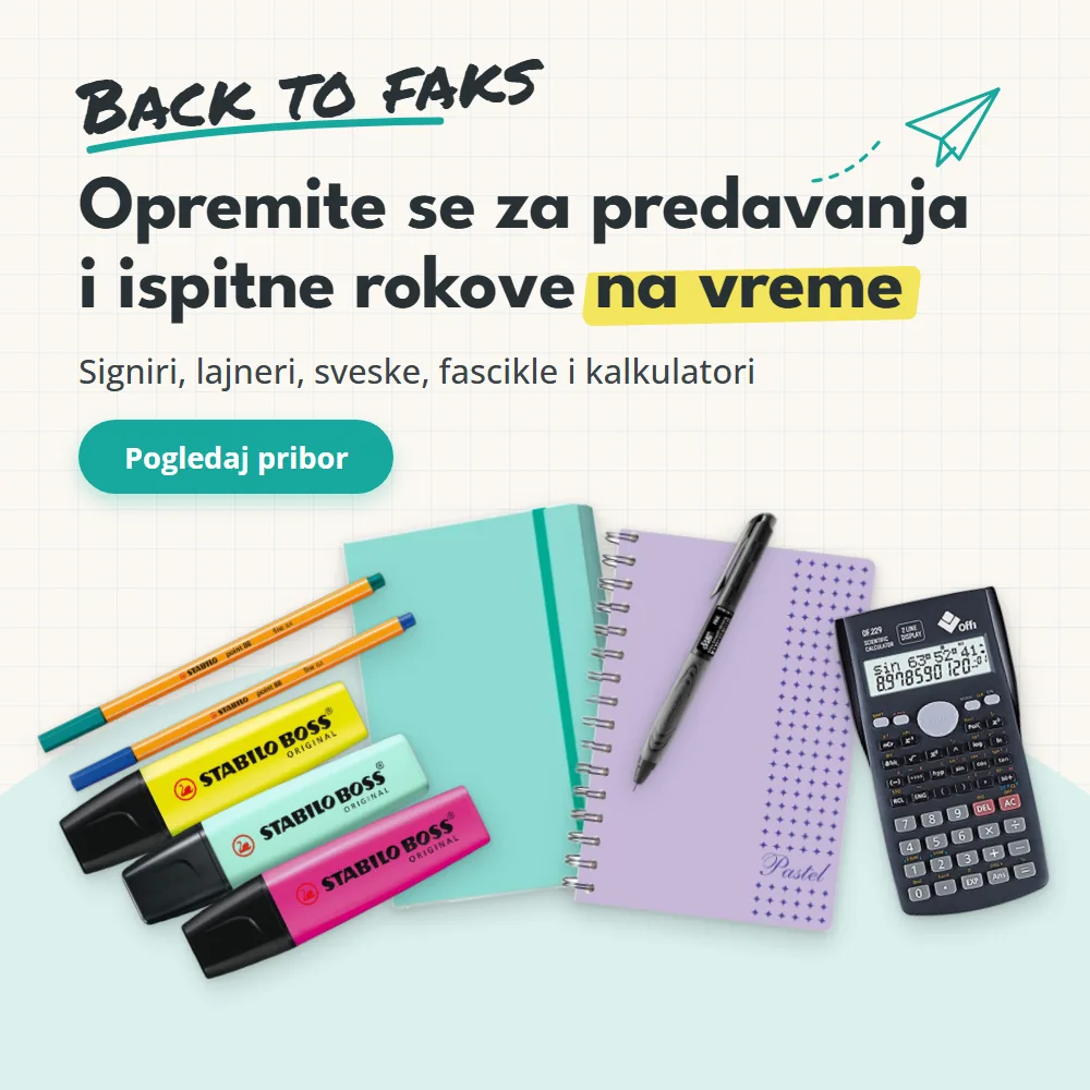 Back to faks: opremite se za predavanja i ispitne rokove na vreme. Signiri, lajneri, sveske, fascikle i kalkulatori